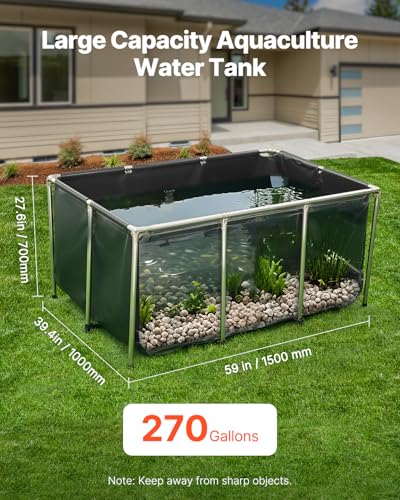VEVOR Canvas Fish Pond for Breeding Koi with Clear Viewing Panel and Drain Valve