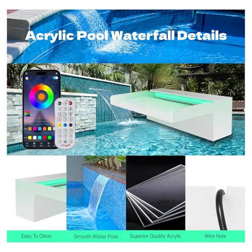 Pond Waterfall Spillway Multi-Color LED LightOutdoor Pool Fountain Decoration for Garden Patio - 2|6"x7.8"x|9"  
Pond Wa
