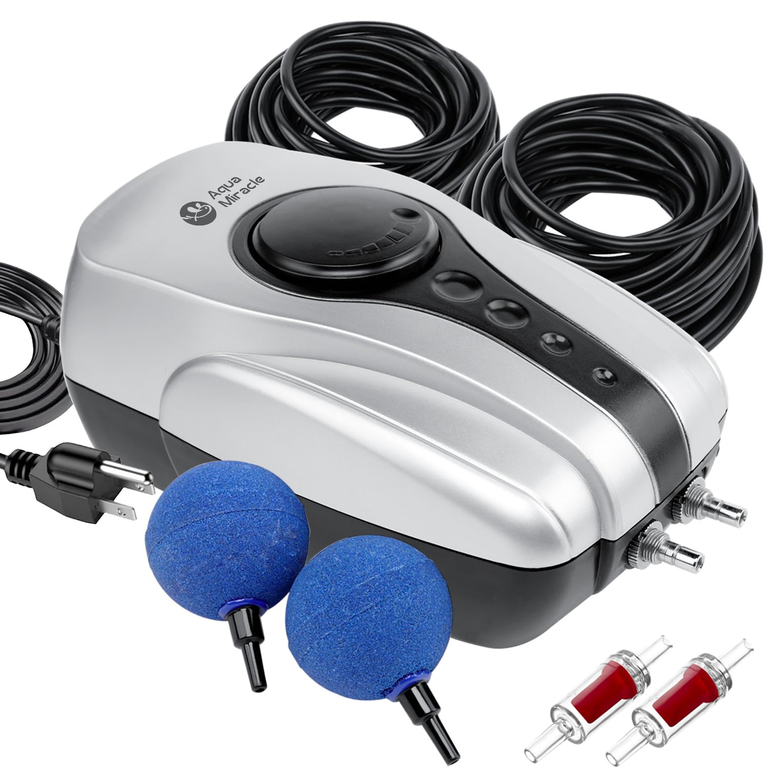 AquaMiracle Pond Aerator for Large Ponds Up to 1000 & 2000 Gallons All-in-One Air Pump Kit with Air Stones and Tubing
|